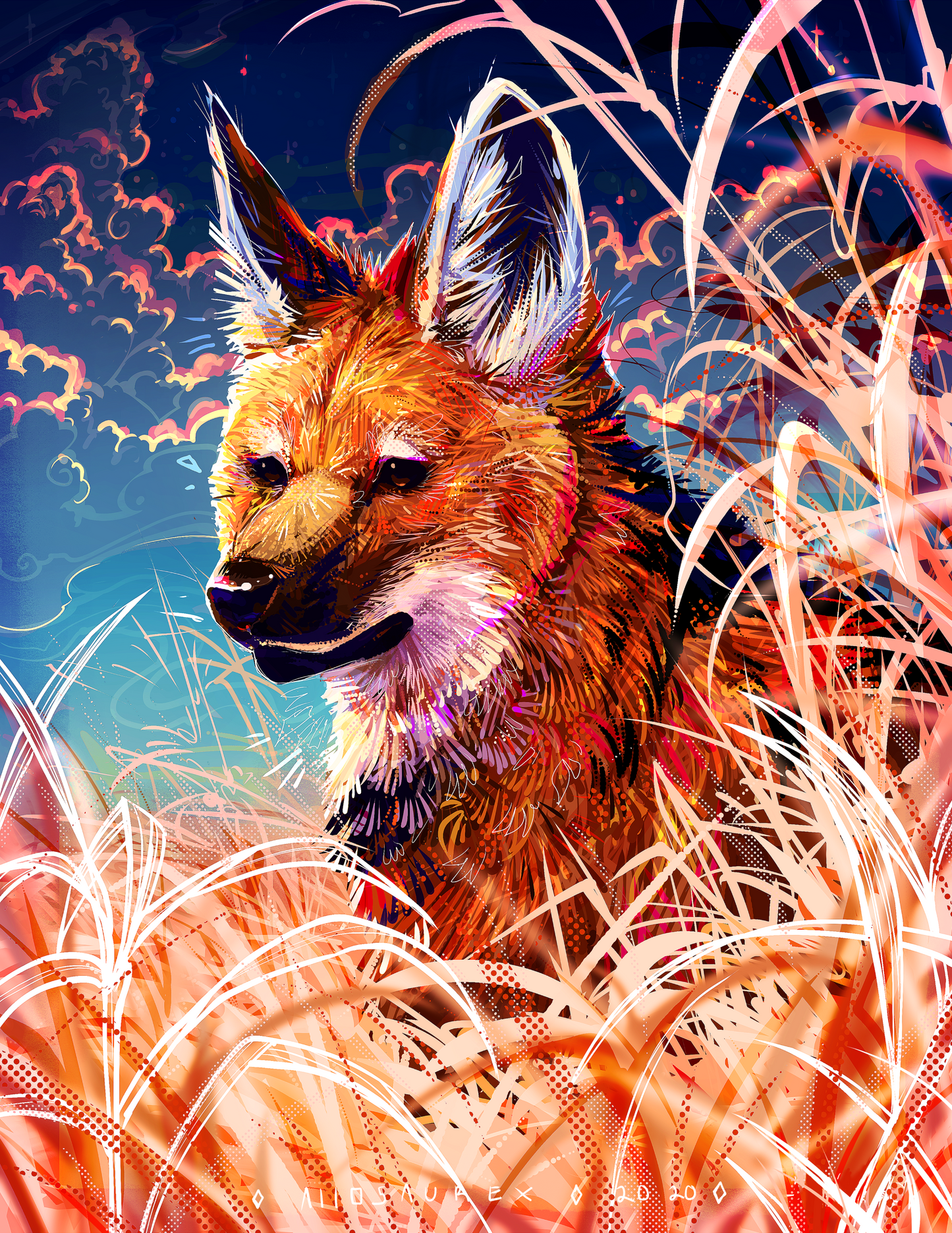 Maned Wolf Art Print